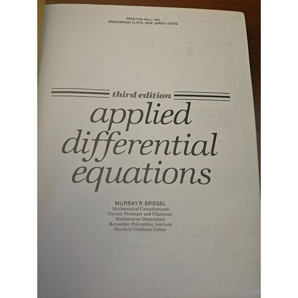 1981 Applied Differential Equations Third Edition By Murray R. Spiegel Hardcover - Picture 5 of 6